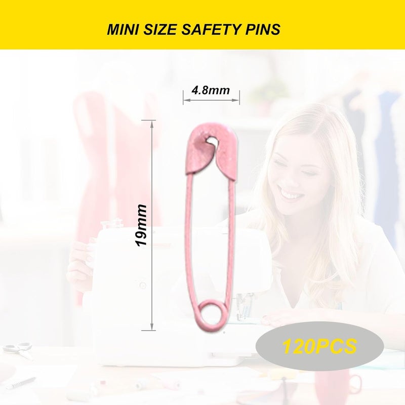 keepsweat Pink Safety Pins,Small Safety Pins for Clothes,19mm Metal Mini Saftey Pin for Tag Art Crafting Sewing Jewelry Making (120Pcs/Box) - Image 2